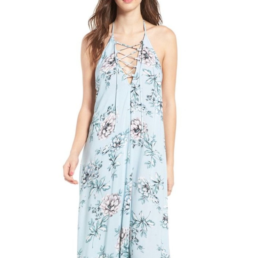 Show Me Your Mumu Logan Floral Lace Up Maxi Dress Wildflower Blue S NWT - Picture 10 of 10